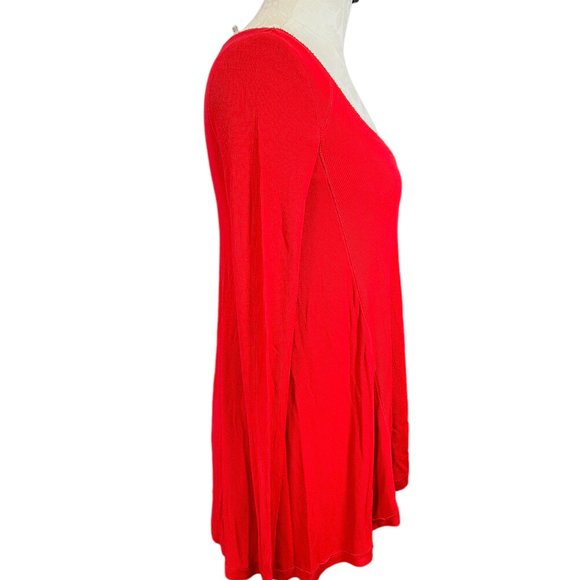 Free People Long Sleeve High Low Tee Shirt XS Red - Picture 6 of 14